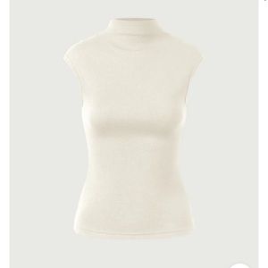 OGL Ivory Mock Neck Cap Sleeve Tank